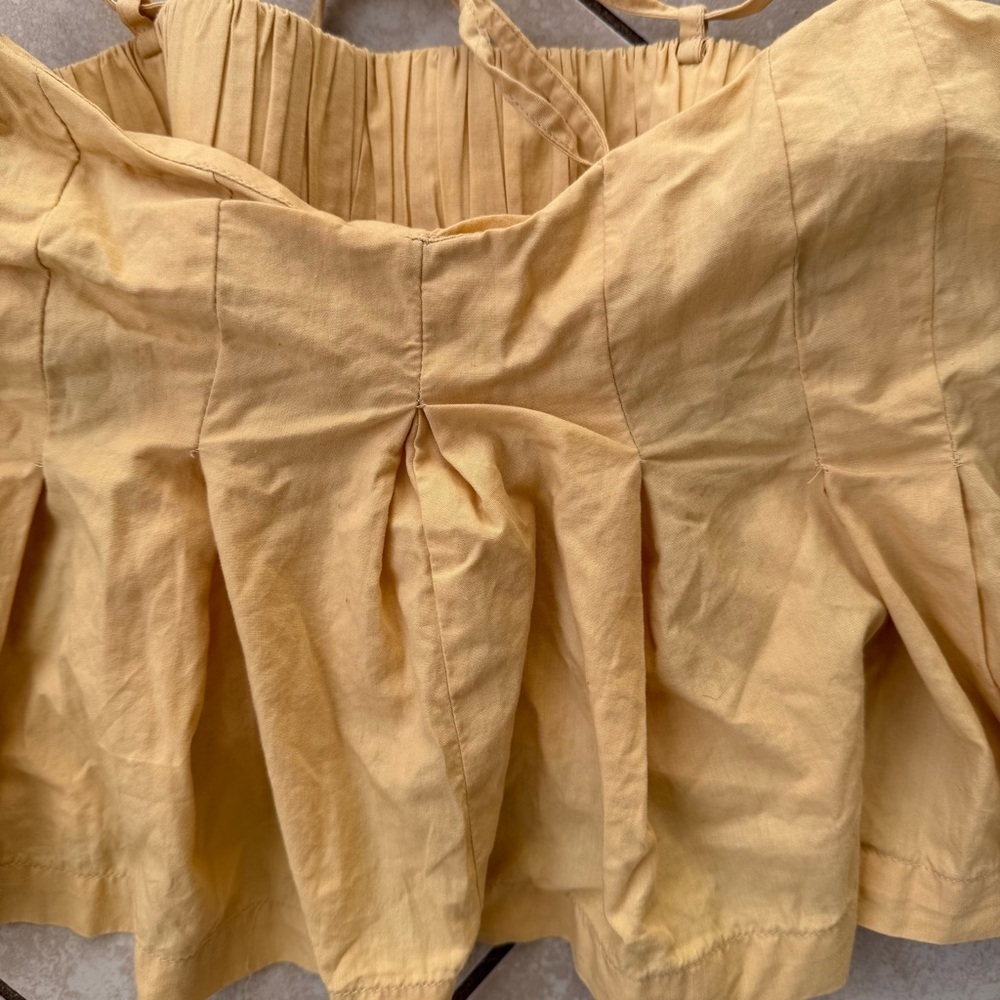 Free People Yellow Miki Top Cropped Pleated Adjustable Straps Size Large - Picture 6 of 6